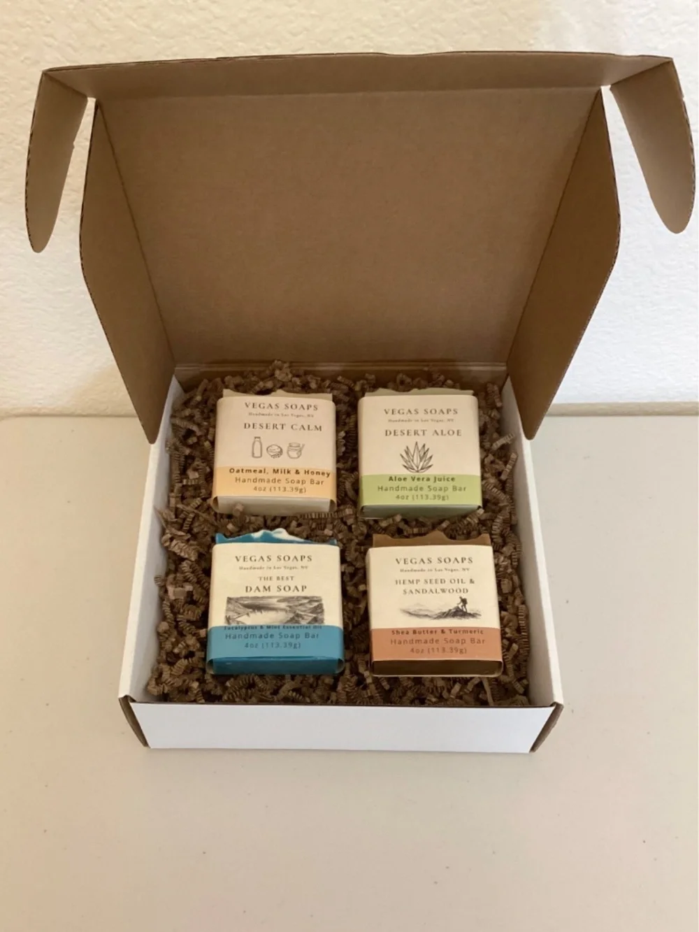 Men’s Collection Vegas Soaps 4 Handmade Bars Gift Box Holiday Christmas